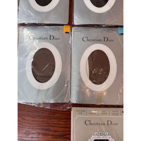 VTG NEW Christian Dior Pantyhose Lot of 7 Size 3 & 4 Brown Beige Black Navy - Picture 4 of 13